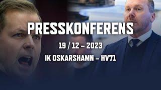 Presskonferens efter IK Oskarshamn – HV 71 [upl. by Aynotal]