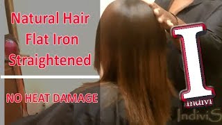 How To  Straighten Natural Hair  NO HEAT DAMAGE  Curly to Straight Flat Iron  ST04 [upl. by Lorsung508]