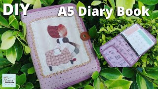 DIY A5 Diary Book Sewing Tutorial  How to sew Fabric Notebook 6rings  Stationery susanhandmade [upl. by Drarrej]