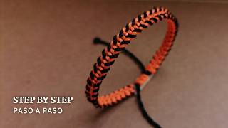 Hice una PULSERA paso a paso de color NARANJA Y NEGRO [upl. by Featherstone]