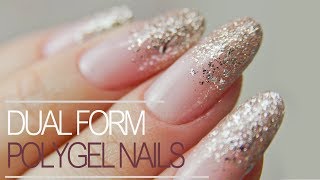 How to Use Dual Forms  Easiest PolyGel Nails with Glitter Fade [upl. by Maiah]