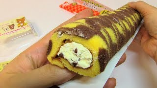 Rilakkuma Chocolate Banana Long Swiss Roll Lawson Sweets [upl. by Dupuis]