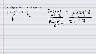 List all possible rational zeros of a polynomial [upl. by Rehttam]