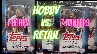 Hobby vs Retail 2024 Topps Series 1 ⚾️  1 Hobby Box vs 7 Hanger Boxes [upl. by Zertnom]