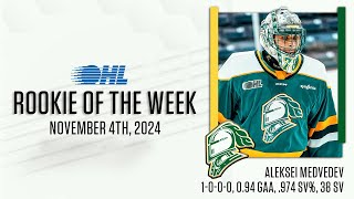 Knights Aleksei Medvedev named OHL Rookie of the Week [upl. by Lanti77]