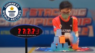 Fastest Speed Stacking EVER  Guinness World Records [upl. by Malsi]