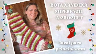 Bota navideña superfácil a crochet [upl. by Marashio]