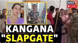 Kangana Ranaut News  Kangana Ranaut Slapped At Chandigarh Airport LIVE  CISF Personnel  N18L [upl. by Aerdnua]