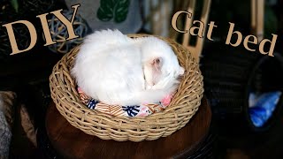 DIY cat bed Rattan cat bed [upl. by Llewop]