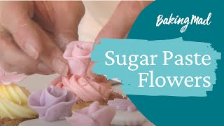 How to Make Sugar Paste Flowers  Baking Mad [upl. by Hsetim]