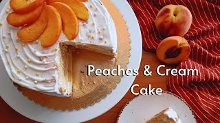 Peaches N Cream Cake  Sponge cake with peach filling [upl. by Tobi]