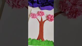 Diy cherry blossom tree with tissue🌸viralvideo trending youtubeshorts diy craft craft [upl. by Adnomal]