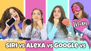 Siri VS Google VS Alexa VS Blindfolded Mom Picks Our Slime Ingredients [upl. by Mapel]