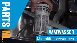 Microfilter vervangen van vaatwasser PartsNL uitleg [upl. by Hacim]