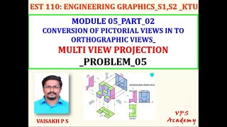 PROBLEM05MULTIVIEW PROJECTIONEST 110 ENGINEERING GRAPHICSKTUMODULE5PART2 [upl. by Zat]