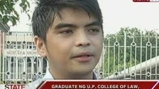 SONA Graduate ng UP College of Law topnotcher sa 2013 Bar Exam [upl. by Emarie140]