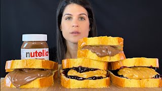 NUTELLA amp PEANUT BUTTER JELLY SANDWICHES  MUKBANG  ASMR [upl. by Leunad]