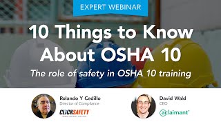 10 Things to Know About OSHA 10 The role of safety in OSHA 10 training [upl. by Ferriter]