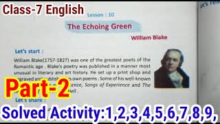 Class7 English Lesson10 The Echoing Green by William Blake Solved Activity [upl. by Andromede]