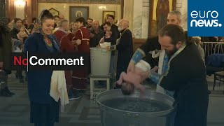 Orthodox Mass Baptism Five hundred infants baptized in a single ceremony [upl. by Paulette]