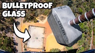 100KG THOR’S HAMMER Vs BULLETPROOF GLASS from 45m [upl. by Aikemet]