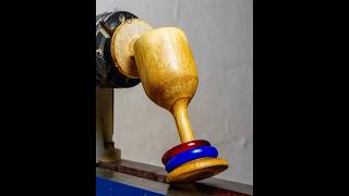 Woodturning Goblet with Resin Rings wood woodcrafted woodworking asmr woodtapping carving [upl. by Rochella]