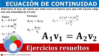 ECUACIÓN DE CONTINUIDAD  Dos ejercicios resueltos [upl. by Nhtanhoj422]