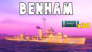 World of WarShips Benham  5 Kills 327K Damage [upl. by Peyton]