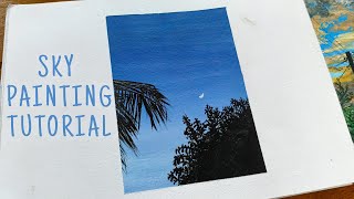 EASY Sky Painting TUTORIAL for beginners🎨🖌️  Acrylic painting tutorial  Paint with me☁️ [upl. by Molton379]