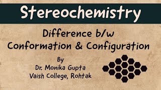 Stereochemistry Difference Between Conformation amp Configuration by Dr Monika Gupta [upl. by Fessuoy]