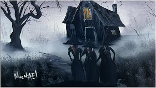 Halloween Witches Oil Painting [upl. by Dorthea]