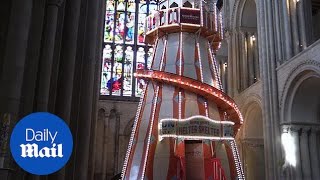 55fttall helter skelter installed in Norwich cathedral [upl. by Elletnahc327]