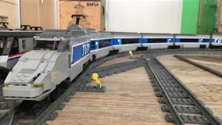 LEGO TGV model on long curves  with a crash [upl. by Acinomad]