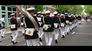 The Marine band of The Royal Netherlands Navy marches in The NATO Parade Norfolk 2024 [upl. by Aseefan756]