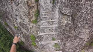 Crossing the bridge Via Ferrata Nelson Rocks [upl. by Llenyr]