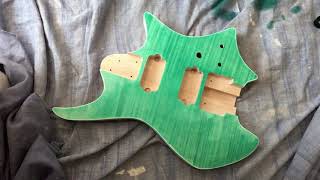 Headless Guitar Muslady DIY kit Part 4 Staining the body and more [upl. by Rehpotsrhc]