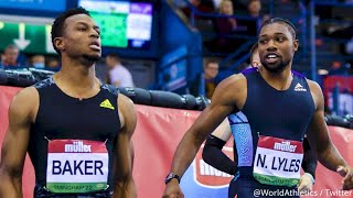 Noah Lyles vs Ronnie Baker 60m Photo Finish In Birmingham [upl. by Kleper]