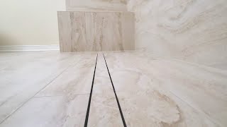 Custom curbless linear drain shower with build in bench walkthrough [upl. by Nahamas]