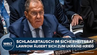 UNSICHERHEITSRAT Showdown in New York Sergej Lawrow äußert sich zum Krieg in der Ukraine [upl. by Isnan]