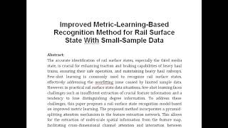 Improved Metric Learning Based Recognition Method for Rail Surface State With Small Sample Data [upl. by Blount]