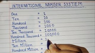 One Ten Hundred Thousand Million Billion Trillion  International Number System in Hindi [upl. by Nored19]