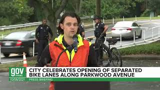 Opening of Parkwood Avenue Bike Lanes  October 8 2021 [upl. by Babette]