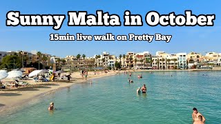 Sunny Malta in October  15 min Walk on Pretty Bay [upl. by Atisusej]