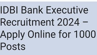 IDBI BANK JOB NOTIFICATION [upl. by Vasya]