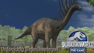 Unlocking Bajadasaurus Jurassic World The Game [upl. by Ahsercal778]