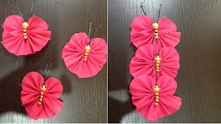 how to make butterfly with waste cloth materials  diy  best out of waste  west mathi best [upl. by Nylrebmik719]