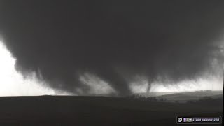 Large and loud wedgemultivortex tornado moves through Minden Iowa [upl. by Lahcym110]