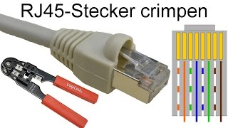 RJ45 Stecker auf Patchkabel crimpen RJ45 Netzwerkstecker aufbringen [upl. by Eeresid186]