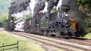 Cass Railfan Weekend 2014Heisler 6 Shay 6 5 and 11 Leaving The Depot [upl. by Ailemac996]