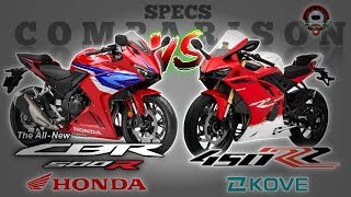 HONDA CBR500R vs KOVE 450RR SPECS COMPARISON [upl. by Notserp]